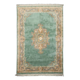 6x9 Aqua, Ivory, Taupe Color Hand Knotted French Aubusson Savonnerie New Zealand Wool Traditional Oriental Rug